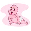 Cute sweet cartoon baby in a diaper. vector illustration