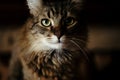 Cute sweet cat sitting with amazing wise look, domestic pet