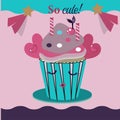 Cute and sweet cupcakes, illustration, vector, slogan
