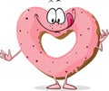 Cute sweet donut heart shaped - vector