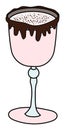 Cute sweet Easter special strawberry dessert pink cocktail mocktail with dark chocolate topping. Doodle cartoon vector