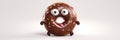 Banner with Chocolate Donut with eyes on light background. Generative AI