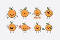 Cute Sweet Little Orange Character Sticker Set With Multiple Expressions Royalty Free Stock Photo