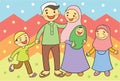 Cute and Sweet Moslem Family Vector Illustration