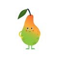 Cute Sweet Pear, Funny Fruit Cartoon Character with Funny Face Vector Illustration