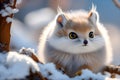 Cute Syrian hamster hanging on a branch. funny hamster. photo Playground AI platform.