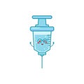Cute syringe character illustration smile happy mascot logo kids play toys template