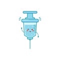 Cute syringe character illustration smile happy mascot logo kids play toys template