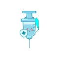 Cute syringe character illustration smile happy mascot logo kids play toys template