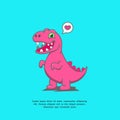 cute t-rex vector illustration with love chat bubble flat design Royalty Free Stock Photo