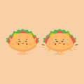 Cute Taco Character Smiling and Sad