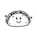 Cute taco doodle character with a facial expression