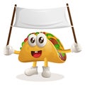 Cute taco holding blank banner Royalty Free Stock Photo