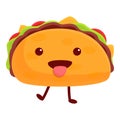 Cute taco icon, cartoon style
