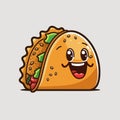 Cute Taco Mascot Vector Icon Illustration. Food Cartoon Character Isolated.