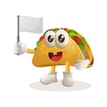 Cute taco waving white empty flag Royalty Free Stock Photo