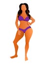 Cute tanned woman dressed in bikini. Vector illustration