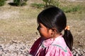 Cute Tarahumara girl wearing traditional bright outfit in Copper Royalty Free Stock Photo