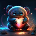 Cute Tarantula hugging heart illustration of a cute little teddy bear with a heart in his hands AI Generated