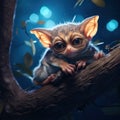 Cute tarsier Made With Generative AI illustration