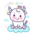 Cute Taurus tattoo, sagittarius cartoon horoscope love illustration doodle style Kawaii character, zodiac character sign