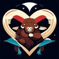 Cute taurus zodiac sign in a heart. Vector illustration. generative AI