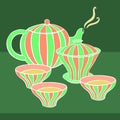 Cute tea set. Vector image. Royalty Free Stock Photo