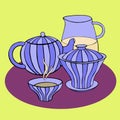 Cute tea set. Vector image. Royalty Free Stock Photo