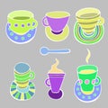 Cute tea set. Vector image. Royalty Free Stock Photo