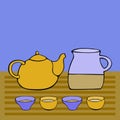 Cute tea set. Vector image. Royalty Free Stock Photo