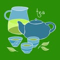 Cute tea set. Vector image. Royalty Free Stock Photo