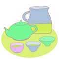 Cute tea set. Vector image. Royalty Free Stock Photo