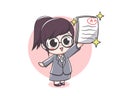 Cute teacher girl with cute expression cartoon character
