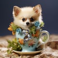 Cute Teacup Dog Wallpaper With Playful Expressions And Detailed Costumes