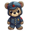 Cute Teddy Bear Air Force Clipart Illustration AI Generative