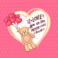 Cute valentine teddy bear with big heart Royalty Free Stock Photo