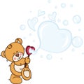 Cute teddy bear blowing soap bubbles Royalty Free Stock Photo