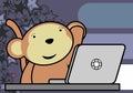 Cute monkey kid cartoon online studing backgound