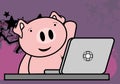 Cute pink pig kid cartoon online studing backgound