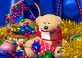 Cute teddy bear with Christmas decorations Royalty Free Stock Photo