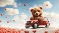 a cute Teddy bear driving a car