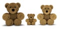 Cute teddy bear family with dad mum and child 3d render Royalty Free Stock Photo