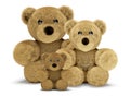 Cute teddy bear family with dad mum and child 3d render Royalty Free Stock Photo