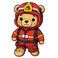 Cute Teddy Bear Firefighter Clipart Illustration AI Generative