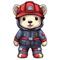 Cute Teddy Bear Firefighter Clipart Illustration AI Generative