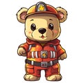 Cute Teddy Bear Firefighter Clipart Illustration AI Generative