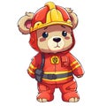 Cute Teddy Bear Firefighter Clipart Illustration AI Generative