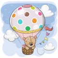 Cute Teddy Bear is flying on a hot air balloon