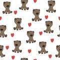 Cute teddy bear with heart, bedding pattern for kids, wrapping paper, vector textile fabric print