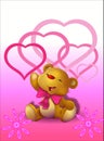 Cute teddy bear with hearts